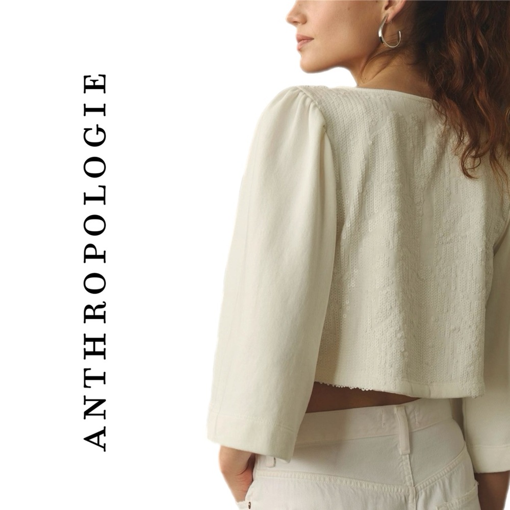 Anthropologie Sequin Tie-Front Top XL